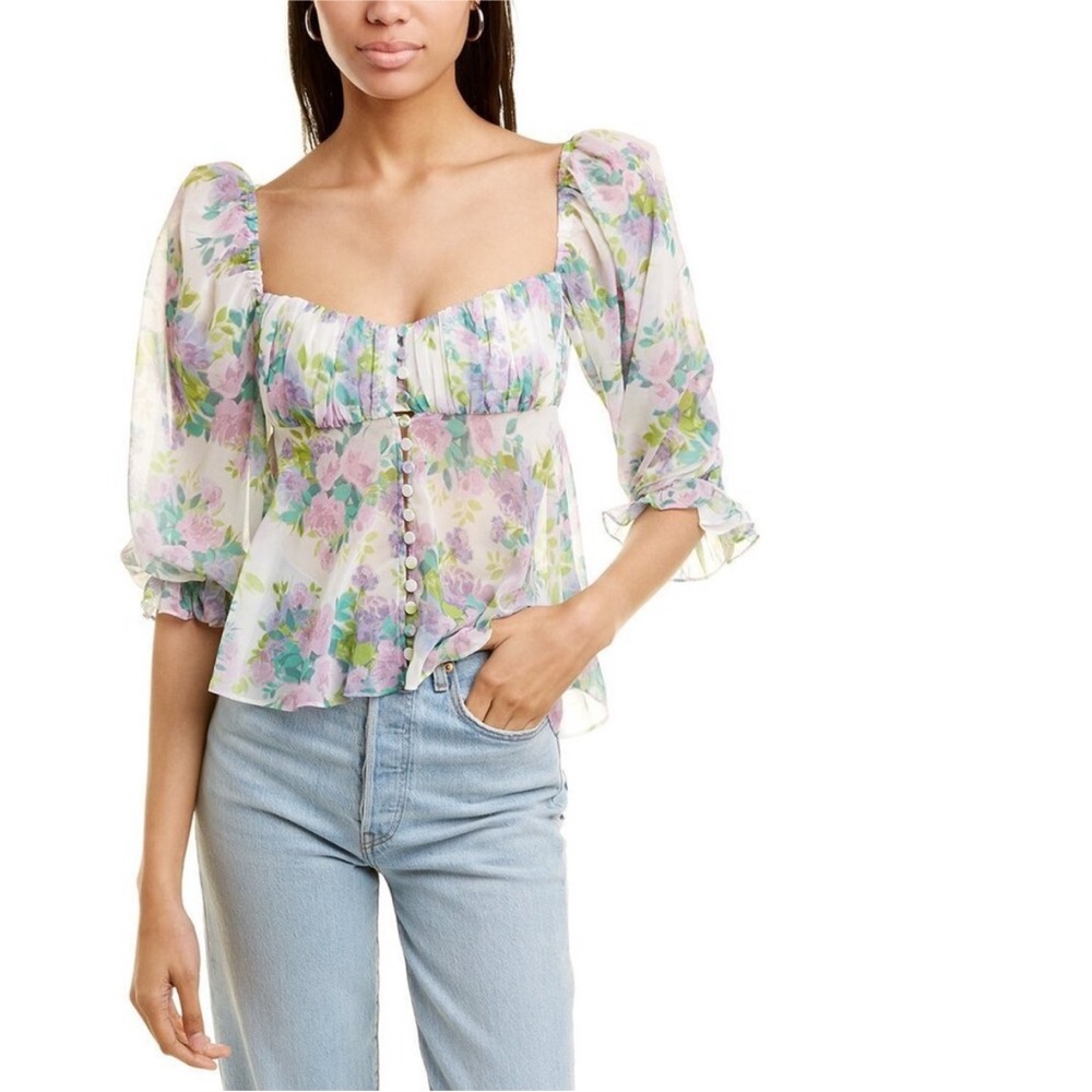 For Love and Lemons Meadow Blouse Lavender Small - Picture 2 of 10